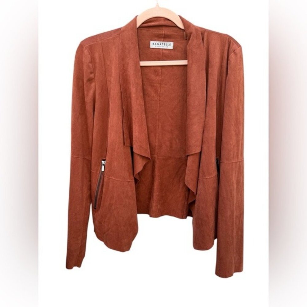 Bagatelle Women's Terracotta Faux Suade Blazer